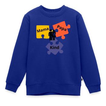 Mama Papa Kind Babybody Babykleidung - Kinder Premium Organic Sweatshirt - Royalblau - Vorne - AI Model Kid Female (0cm)