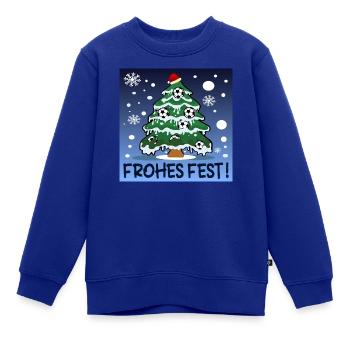 FROHES FEST - WEIHNACHTEN FUßBALL - Kinder Premium Organic Sweatshirt - Royalblau - Vorne - AI Model Kid Female (0cm)