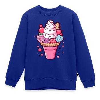 Süße Erdbeereis Waffel mit Gesichtern - Kinder Premium Organic Sweatshirt - Royalblau - Vorne - AI Model Kid Female (0cm)