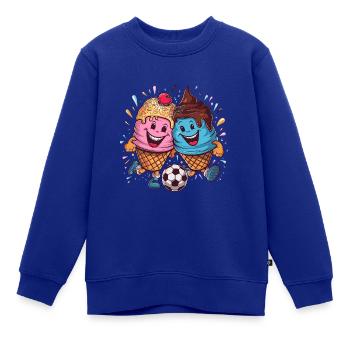 Sommer Sonne Fussball lachende kickende Eistüten - Kinder Premium Organic Sweatshirt - Royalblau - Vorne - AI Model Kid Female (0cm)