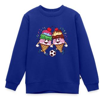 Sommer Sonne Fussball lachende kickende Eistüten - Kinder Premium Organic Sweatshirt - Royalblau - Vorne - AI Model Kid Female (0cm)
