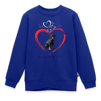 Dobermann unkupiert. Ich habe einen Dobermann - Kinder Premium Organic Sweatshirt - Royalblau - Vorne - AI Model Kid Female (0cm)