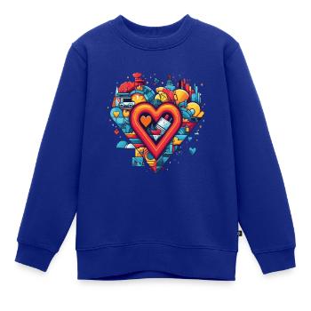Herz mit geometrischen Formen - Kinder Premium Organic Sweatshirt - Royalblau - Vorne - AI Model Kid Female (0cm)