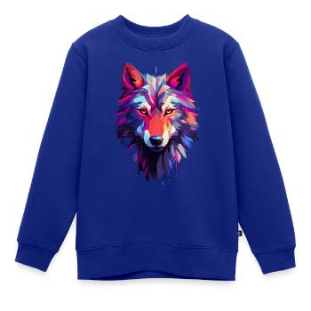Minimalistisches geometrisches Wolfs-T-Shirt-Design - Kinder Premium Organic Sweatshirt - Royalblau - Vorne - AI Model Kid Female (0cm)