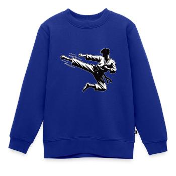 Sprungkick Roundhouse-Kick, Dollyo Chagi Design - Kinder Premium Organic Sweatshirt - Royalblau - Vorne - AI Model Kid Female (0cm)