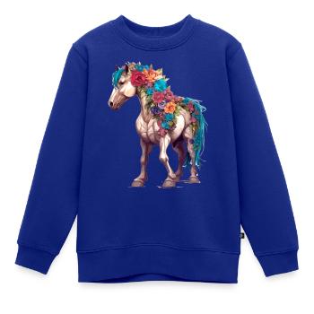 Majestät mit floraler Mähne - Kinder Premium Organic Sweatshirt - Royalblau - Vorne - AI Model Kid Female (0cm)