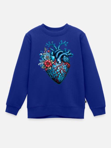 Blaues Herz - Kinder Premium Organic Sweatshirt - Royalblau