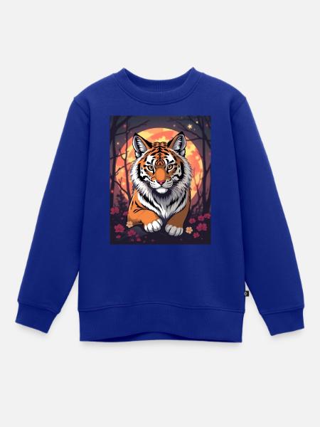 Majestätischen Tiger im Anime-Style - Kinder Premium Organic Sweatshirt - Royalblau