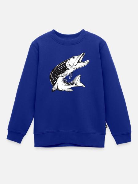 Hecht Fisch - Fischen - Angeln - Fischer - Kinder Premium Organic Sweatshirt - Royalblau