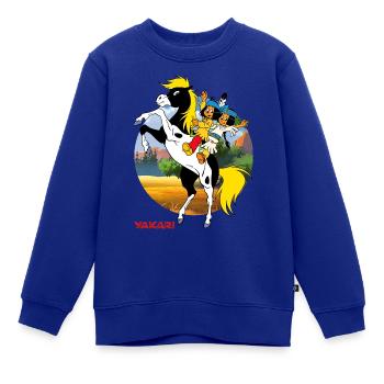 Yakari und Regenbogen auf Kleiner Donner - Kinder Premium Organic Sweatshirt - Royalblau - Vorne - AI Model Kid Female (0cm)