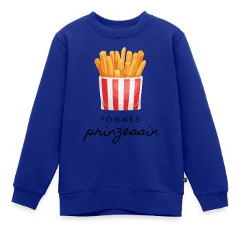 Pommes Prinzessin - Kinder Premium Organic Sweatshirt - Royalblau - Vorne - AI Model Kid Female (0cm)