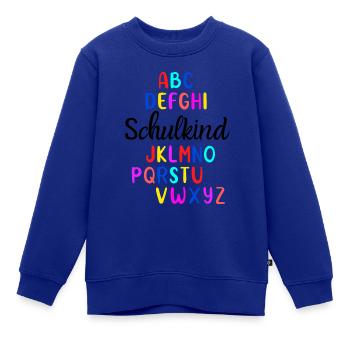 ABC buntes Alphabet " Schulkind " zur Einschulung - Kinder Premium Organic Sweatshirt - Royalblau - Vorne - AI Model Kid Female (0cm)