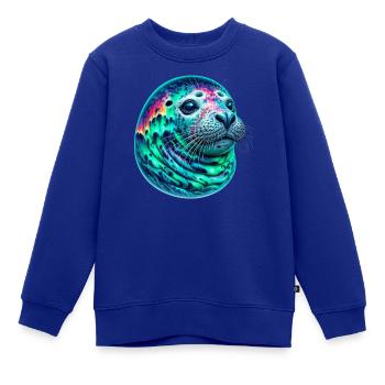 Aurora Borealis Siegel - Kinder Premium Organic Sweatshirt - Royalblau - Vorne - AI Model Kid Female (0cm)