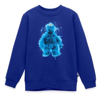Sesamstraße Krümelmonster Farbspritzer - Kinder Premium Organic Sweatshirt - Royalblau - Vorne - AI Model Kid Female (0cm)