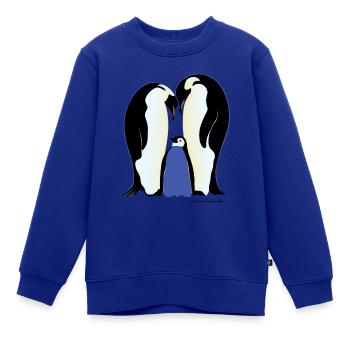 Pinguinfamilie - Kinder Premium Organic Sweatshirt - Royalblau - Vorne - AI Model Kid Female (0cm)