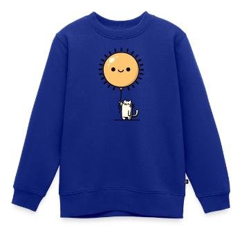 Katze und Ballon: Ein helles Duo - Kinder Premium Organic Sweatshirt - Royalblau - Vorne - AI Model Kid Female (0cm)