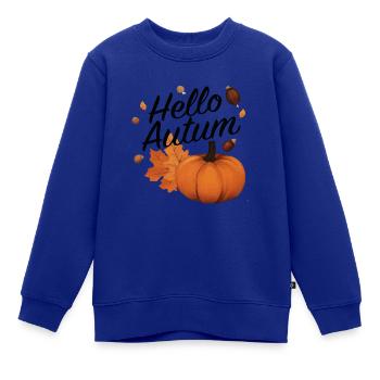 Hello Autum Design Fall Halloween Pumpkin - Kinder Premium Organic Sweatshirt - Royalblau - Vorne - AI Model Kid Female (0cm)