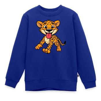 Lebendige Leopardenflecken - Kinder Premium Organic Sweatshirt - Royalblau - Vorne - AI Model Kid Female (0cm)