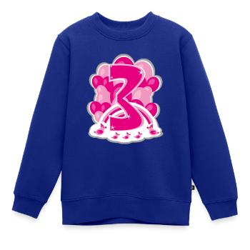 Dritter Geburtstag in Rosa mit Luftballons. - Kinder Premium Organic Sweatshirt - Royalblau - Vorne - AI Model Kid Female (0cm)