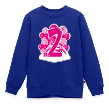 Zweiter Geburtstag in Rosa mit Luftballons. - Kinder Premium Organic Sweatshirt - Royalblau - Vorne - AI Model Kid Female (0cm)
