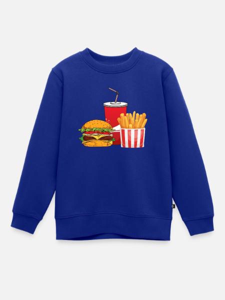 Burger, Soda, Pommes. - Kinder Premium Organic Sweatshirt - Royalblau