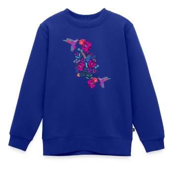 kolibri, aquarell, Illustration,blumen, ungarisch - Kinder Premium Organic Sweatshirt - Royalblau - Vorne - AI Model Kid Female (0cm)