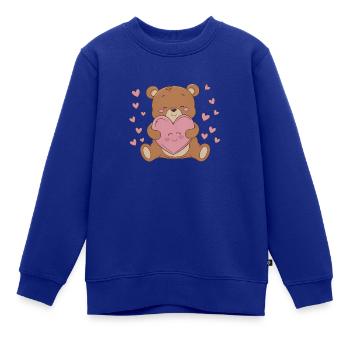 Lenny der Herzbär - Kinder Premium Organic Sweatshirt - Royalblau - Vorne - AI Model Kid Female (0cm)