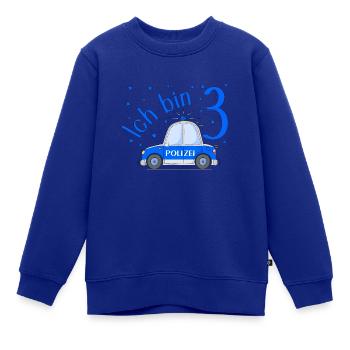 Polizeiauto Ich bin 3 Geburtstag Blau - Kinder Premium Organic Sweatshirt - Royalblau - Vorne - AI Model Kid Female (0cm)