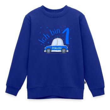Polizeiauto Ich bin 1 Geburtstag Blau - Kinder Premium Organic Sweatshirt - Royalblau - Vorne - AI Model Kid Female (0cm)