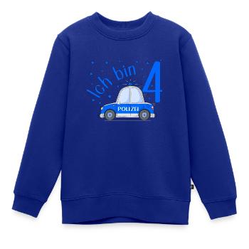 Polizeiauto Ich bin 4 Geburtstag Blau - Kinder Premium Organic Sweatshirt - Royalblau - Vorne - AI Model Kid Female (0cm)