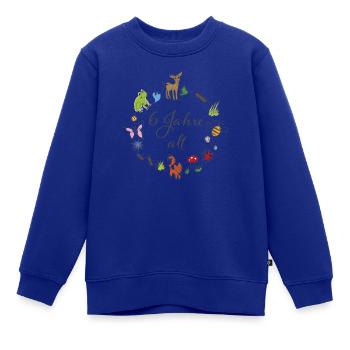 sechster Geburtstag - Kinder Premium Organic Sweatshirt - Royalblau - Vorne - AI Model Kid Female (0cm)