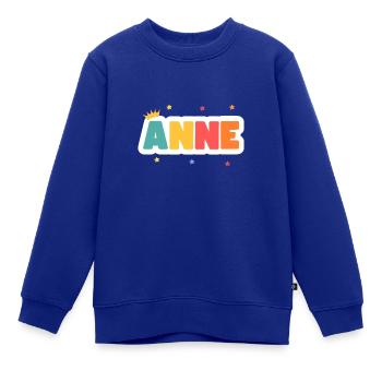 Anne! Personalisierbar - Kinder Premium Organic Sweatshirt - Royalblau - Vorne - AI Model Kid Female (0cm)