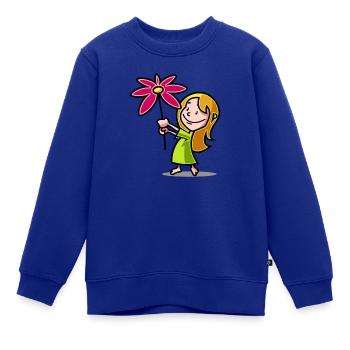 Blumenkind - Kinder Premium Organic Sweatshirt - Royalblau - Vorne - AI Model Kid Female (0cm)