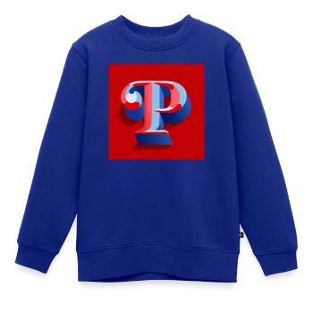 Buchstabe P - Kinder Premium Organic Sweatshirt - Royalblau - Vorne - AI Model Kid Female (0cm)