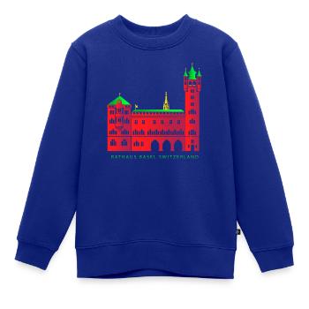 RATHAUS BASEL - Kinder Premium Organic Sweatshirt - Royalblau - Vorne - AI Model Kid Female (0cm)