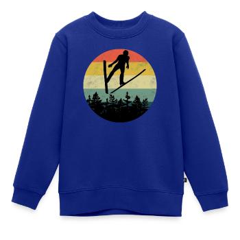 Skispringen Retro Wintersport Skispringer Skiflieg - Kinder Premium Organic Sweatshirt - Royalblau - Vorne - AI Model Kid Female (0cm)