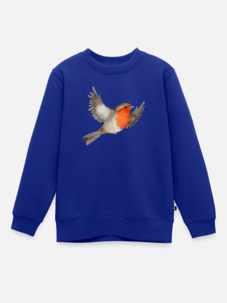 Eine Aquarellzeichnung eines fliegenden Rotkehlchens - Kinder Premium Organic Sweatshirt - Royalblau