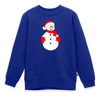 Schneemann mit Weihnachtshut - Kinder Premium Organic Sweatshirt - Royalblau - Vorne - AI Model Kid Female (0cm)