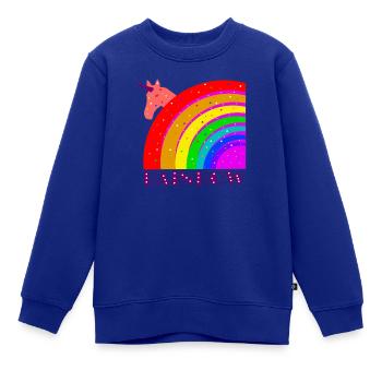 Regenbogen mit Einhorn - Kinder Premium Organic Sweatshirt - Royalblau - Vorne - AI Model Kid Female (0cm)