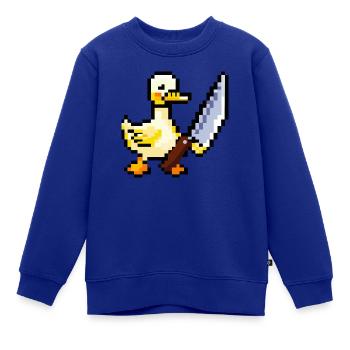 Ente hält ein Messer Pixel Art - Kinder Premium Organic Sweatshirt - Royalblau - Vorne - AI Model Kid Female (0cm)