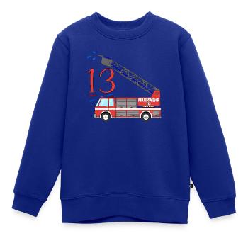Feuerwehrauto 13. Geburtstag - Kinder Premium Organic Sweatshirt - Royalblau - Vorne - AI Model Kid Female (0cm)
