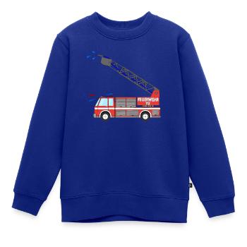 Feuerwehrauto mit Leiter - Kinder Premium Organic Sweatshirt - Royalblau - Vorne - AI Model Kid Female (0cm)