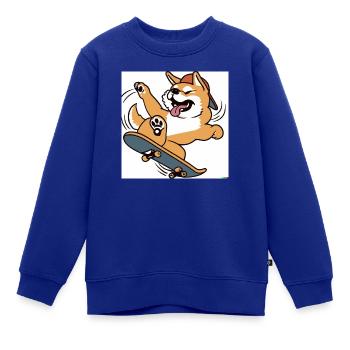 Very cool looking shiba inu doing a kickflip - Kinder Premium Organic Sweatshirt - Royalblau - Vorne - AI Model Kid Female (0cm)