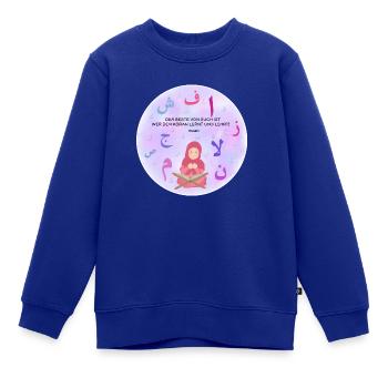 Elif Ba - Koran lernen - Kinder Premium Organic Sweatshirt - Royalblau - Vorne - AI Model Kid Female (0cm)