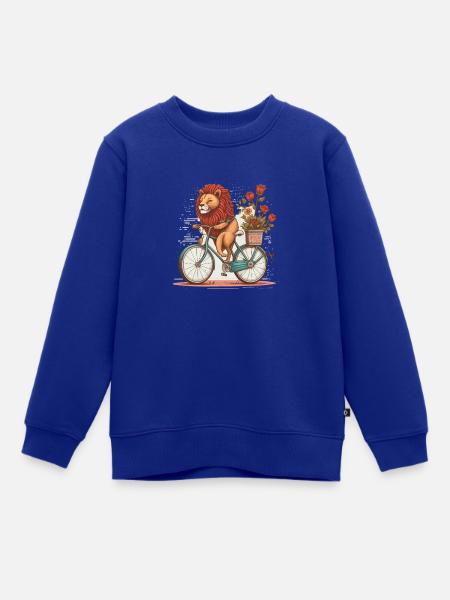 Löwe auf dem Fahrrad - Kinder Premium Organic Sweatshirt - Royalblau