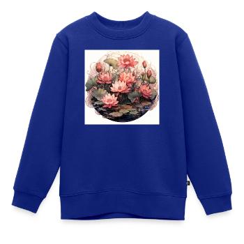 Wasserlilien Seerosen - Kinder Premium Organic Sweatshirt - Royalblau - Vorne - AI Model Kid Female (0cm)