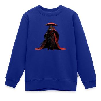 SCHWARZER SAMURAI - Kinder Premium Organic Sweatshirt - Royalblau - Vorne - AI Model Kid Female (0cm)