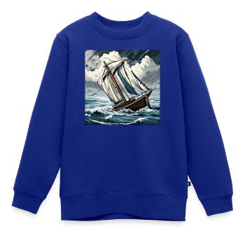 Segelboot in einem Sturm - Kinder Premium Organic Sweatshirt - Royalblau - Vorne - AI Model Kid Female (0cm)