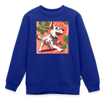 Munterer Anime-Hund im Lauf - Kinder Premium Organic Sweatshirt - Royalblau - Vorne - AI Model Kid Female (0cm)