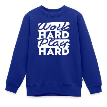 Work Hard Play Hard - Kinder Premium Organic Sweatshirt - Royalblau - Vorne - AI Model Kid Female (0cm)